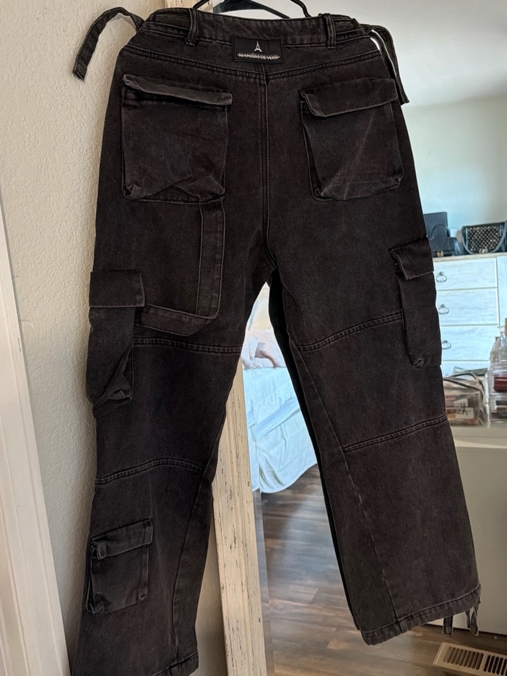 Manière De Voir Washed Black Utility Cargo Pants - Picture 4 of 5